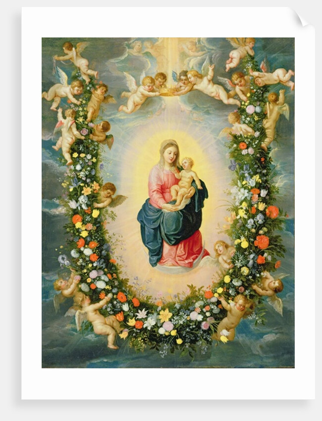 The Madonna and Child in a Floral Garland by Jan & Balen Hendrik van Brueghel
