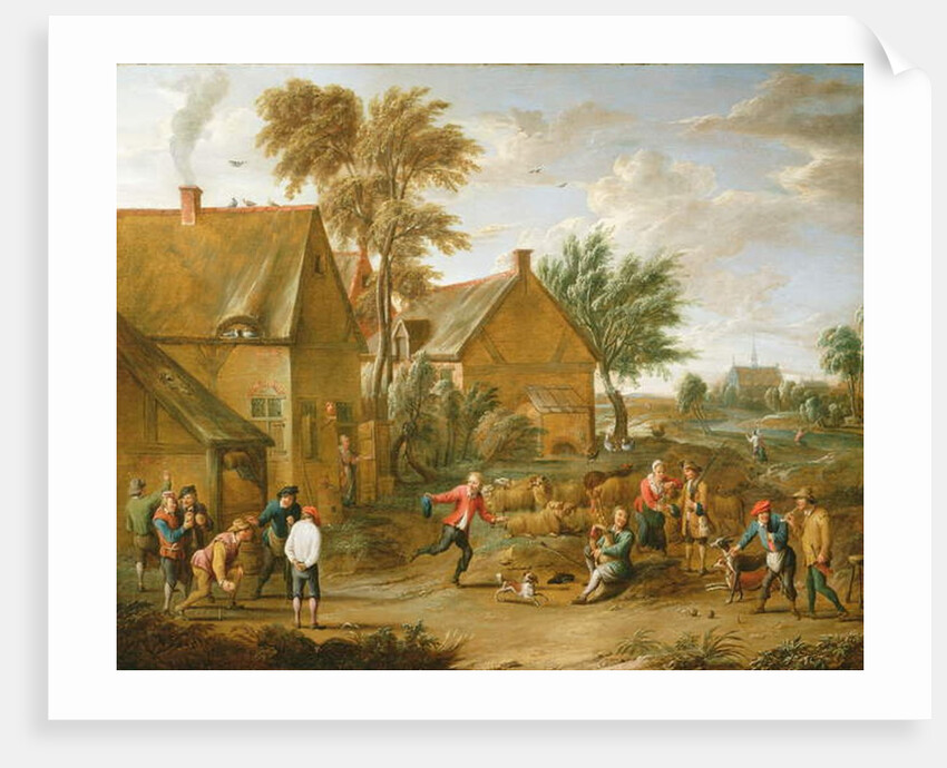 A Game of Bowls by a Tavern by Alexander van Bredael