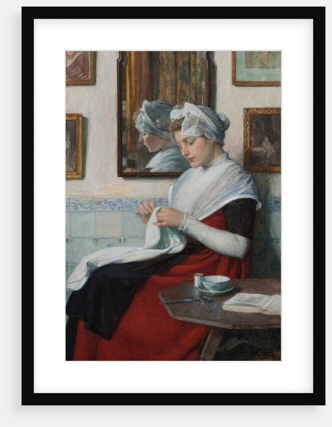 An Amsterdam Orphan Girl Sewing, c.1890 by Nicolaes van der Waay