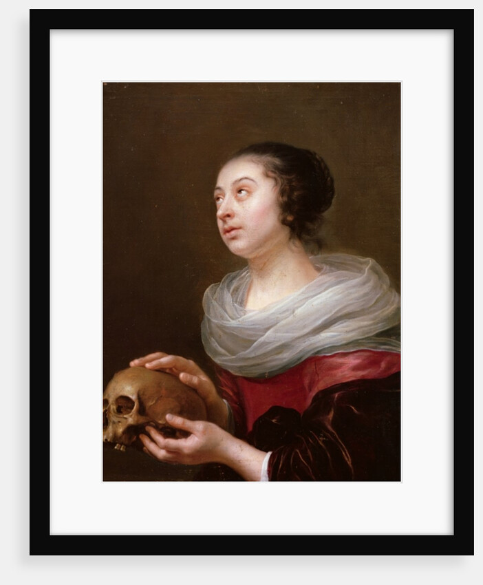A young woman holding a skull, 1640s by Jan Olis