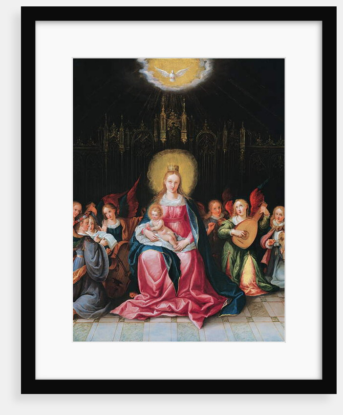 The Virgin and Child surrounded by seven music-making angels by Cornelis de I Baellieur