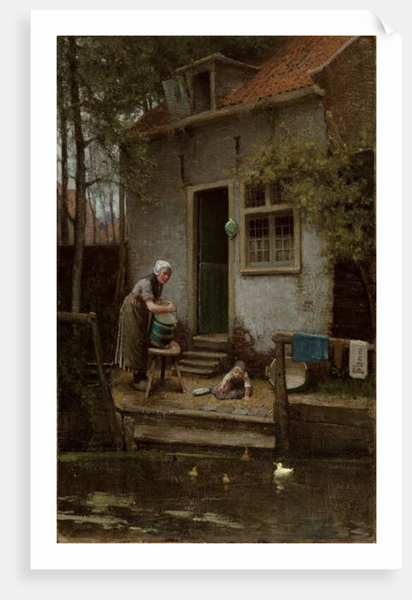 Feeding the Ducks by Bernardus Johannes Blommers or Bloomers