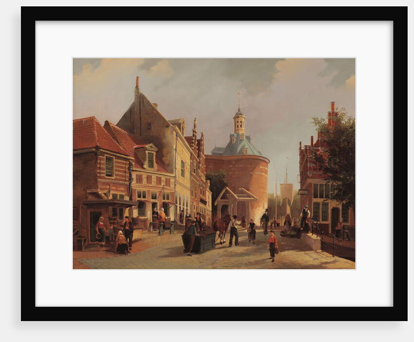A View of the Zuiderspui with the Drommedaris in the City of Enkhuizen by Oene Romkes de Jongh