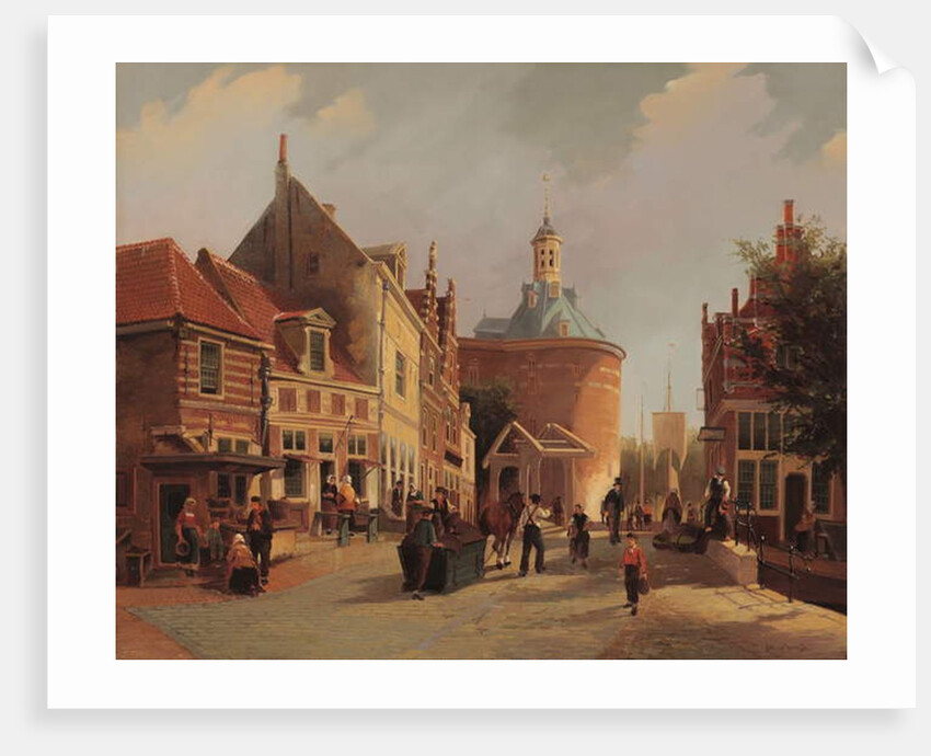 A View of the Zuiderspui with the Drommedaris in the City of Enkhuizen by Oene Romkes de Jongh
