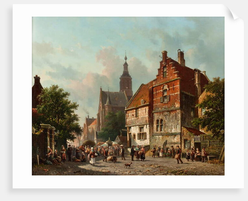 A Dutch Market in the Summertime, 19th century by Adrianus Eversen
