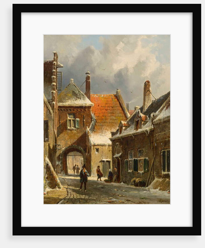 A Winter Street Scene, 19th century by Adrianus Eversen