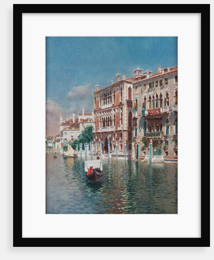 A Gondola in Front of the Palazzo Cavalli-Franchetti and Palazzi Barboro, Venice by Rubens Santoro