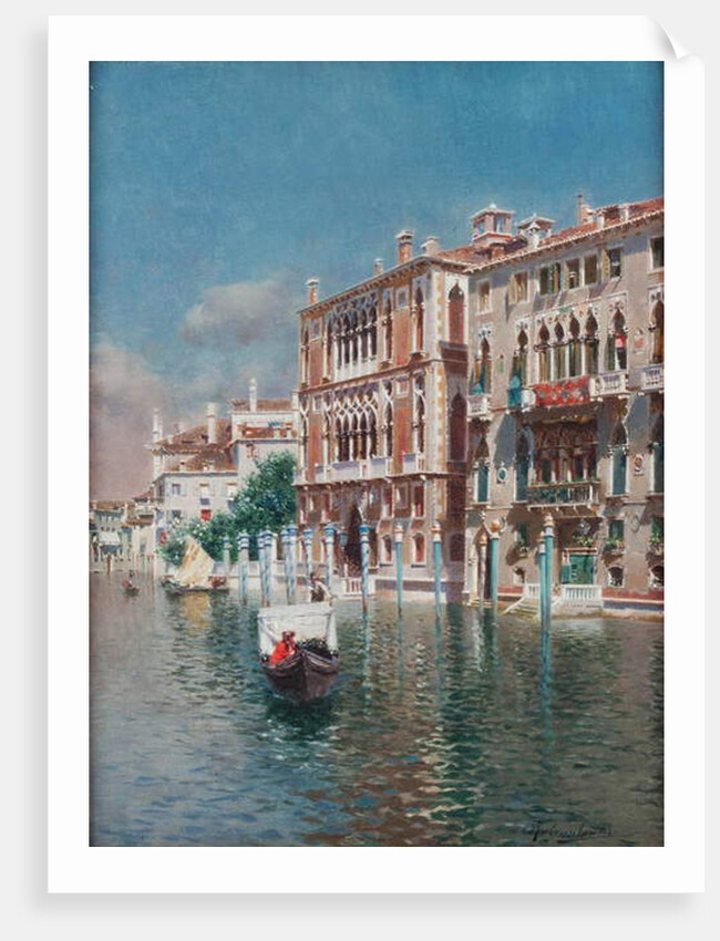 A Gondola in Front of the Palazzo Cavalli-Franchetti and Palazzi Barboro, Venice by Rubens Santoro