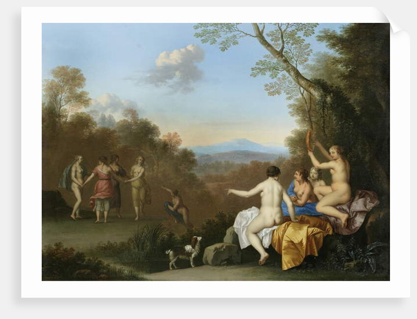 Nymphs Dancing and Making Music by a Pool on a Wooded Hilltop with the Apulian Shepherd by Daniel Vertangen