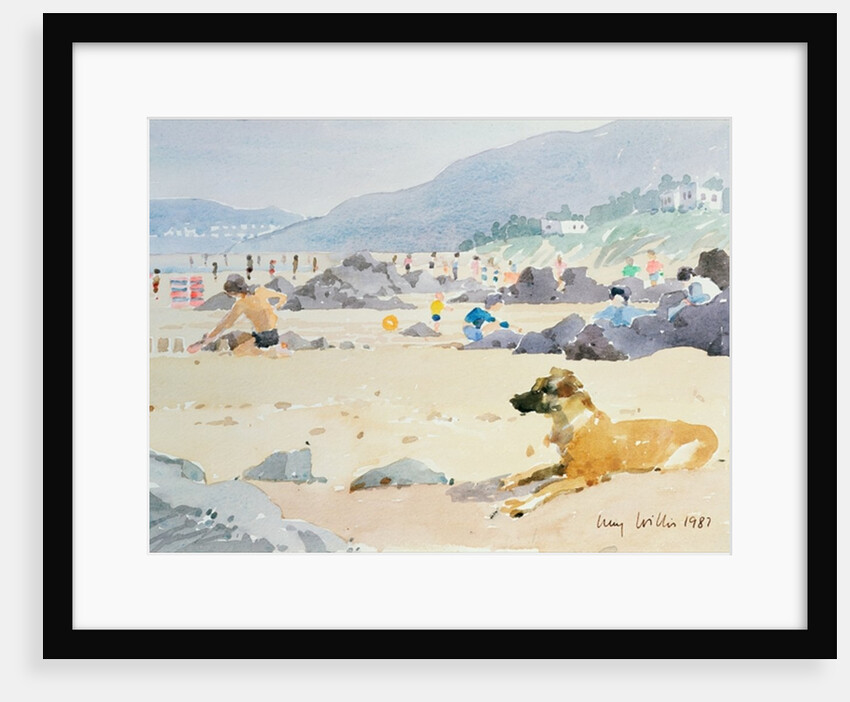 Dog on the Beach, Woolacombe, 1987 by Lucy Willis