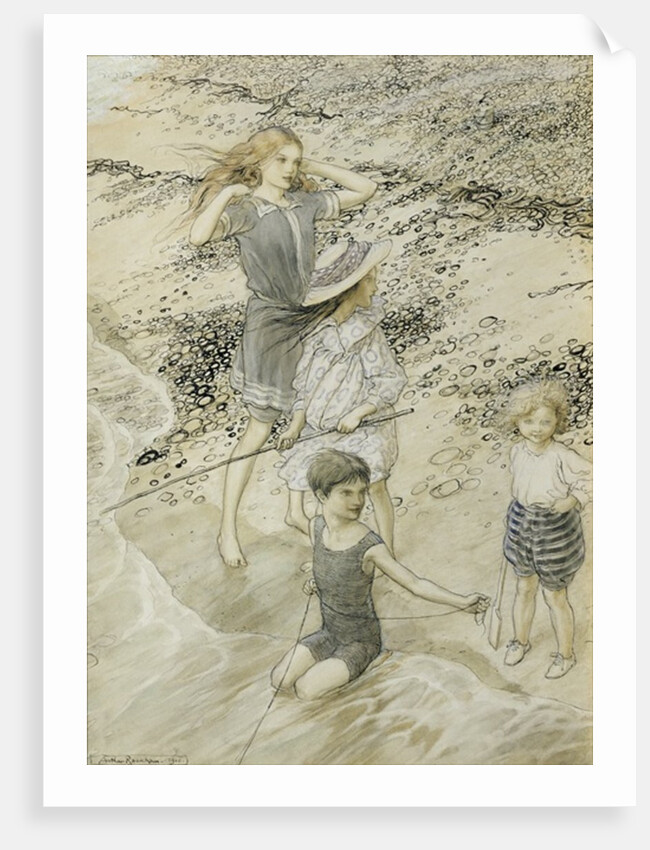 Four Children at the Seashore, 1910 by Arthur Rackham