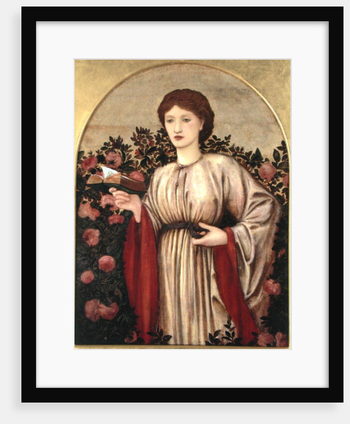 Girl with Book with Roses Behind by Edward Coley Burne-Jones