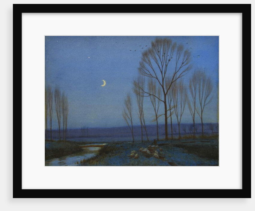 Shepherd and Sheep at Moonlight by Owen Baxter Morgan
