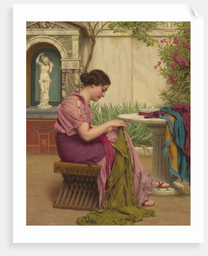 A Stitch is Free, or A Stitch in Time, 1917 by John William Godward
