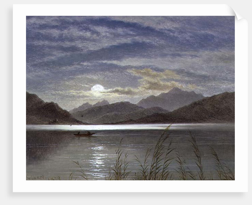 Lake Scene by Moonlight, 1879 by Arthur Gilbert