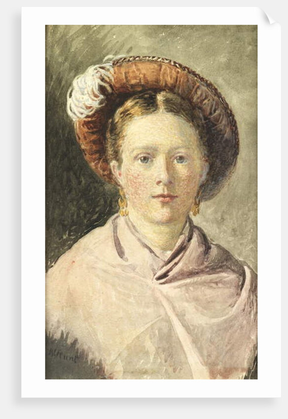 Lady in a feathered hat by William Henry Hunt