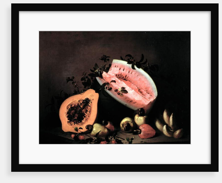 Still life of Papaya, Watermelon and Cashew by Agostino Jose da Mota