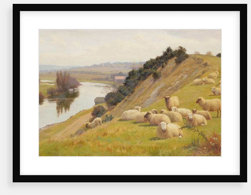 A Riverside Pasture with Sheep by William Sidney Cooper