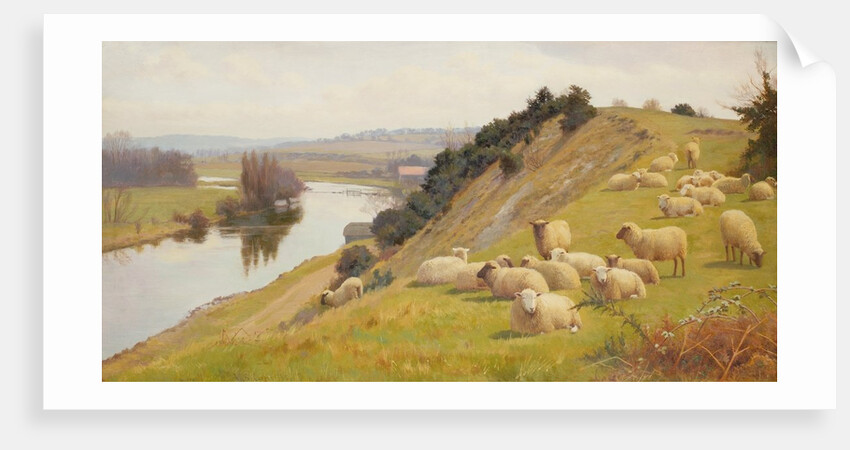 A Riverside Pasture with Sheep by William Sidney Cooper