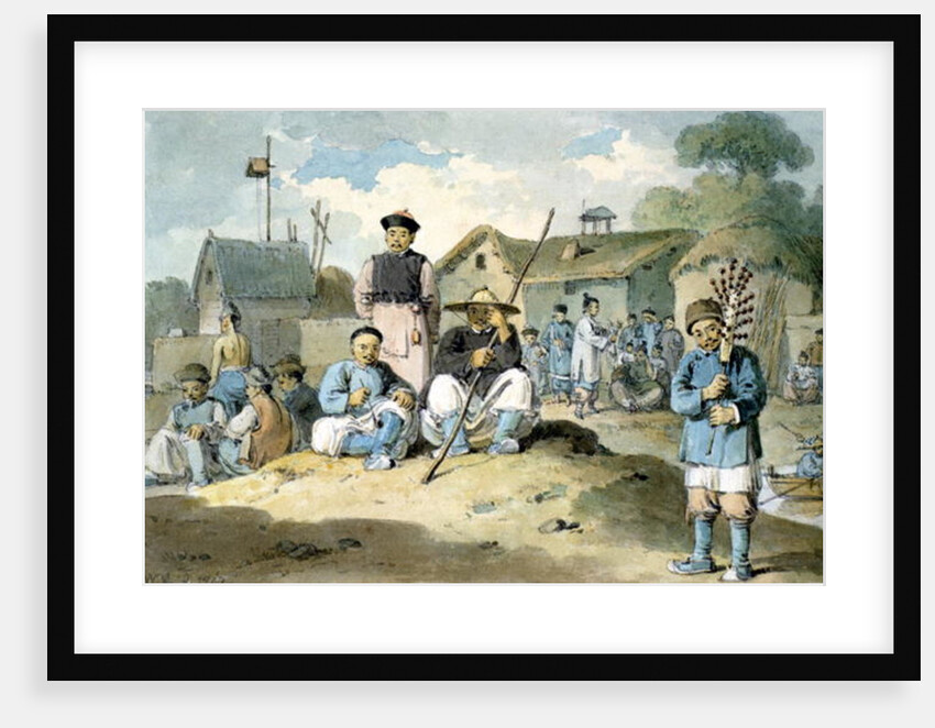 A group of Chinese on the bank of a river, watching the Earl Macartney's Embassy pass, 1793 by William Alexander