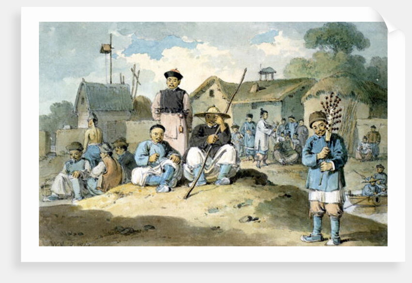A group of Chinese on the bank of a river, watching the Earl Macartney's Embassy pass, 1793 by William Alexander