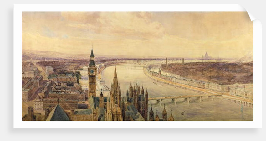 Architectural panorama of a proposed scheme for the South Bank of the Thames, c.1861 by Henry Newton