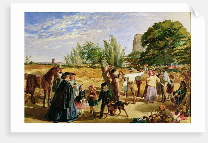 A Harvest scene in Norfolk: sketch for 'Hello Largesse', 1861 by William Maw Egley