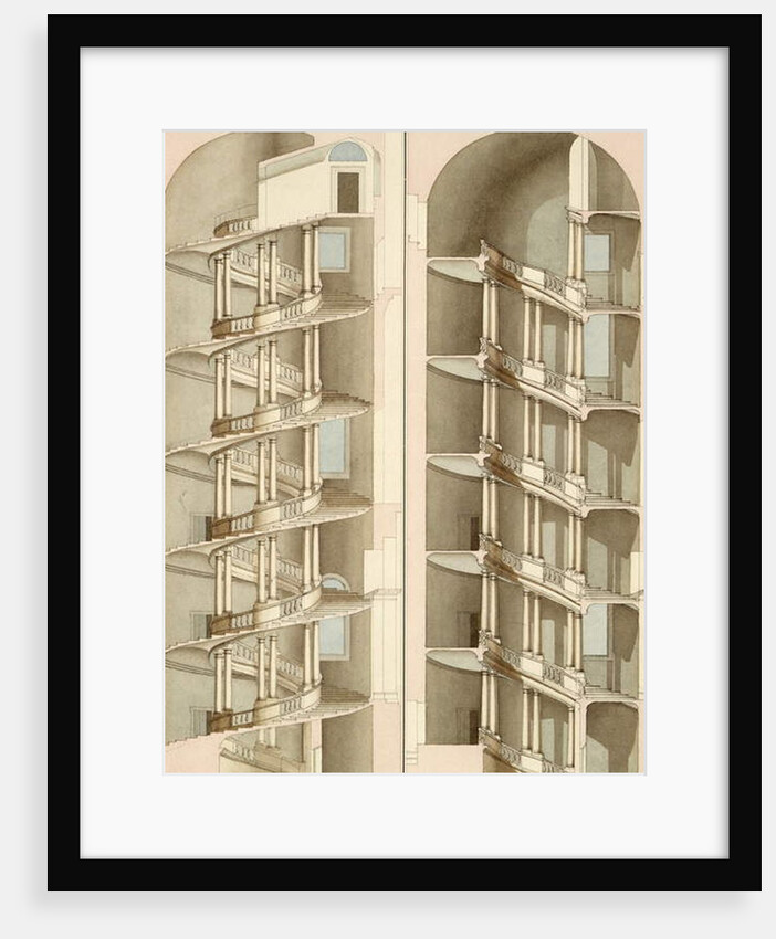 The Staircase of the Villa Farnese, Caprarola, 1800 by English School