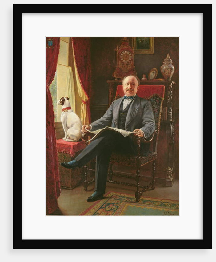 Portrait of M. le Comte de C. with his dog by Agapit Stevens