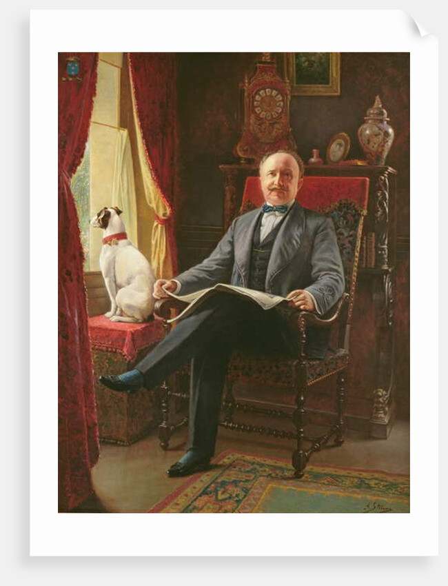 Portrait of M. le Comte de C. with his dog by Agapit Stevens