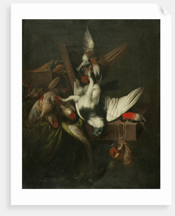 Still life with Dead Pigeon, Finches and Falcons' Hoods by William Gowe Ferguson