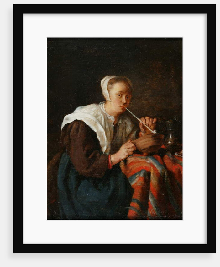 A woman seated smoking a pipe by Gabriel Metsu