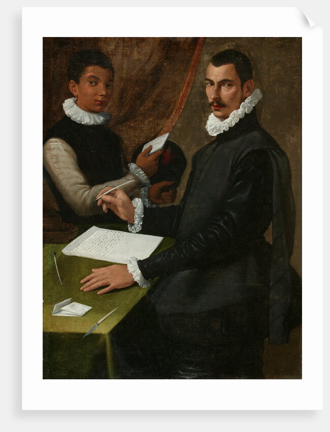 Portrait of an unknown man and his Servant, 1579 by Bartolommeo Passerotti