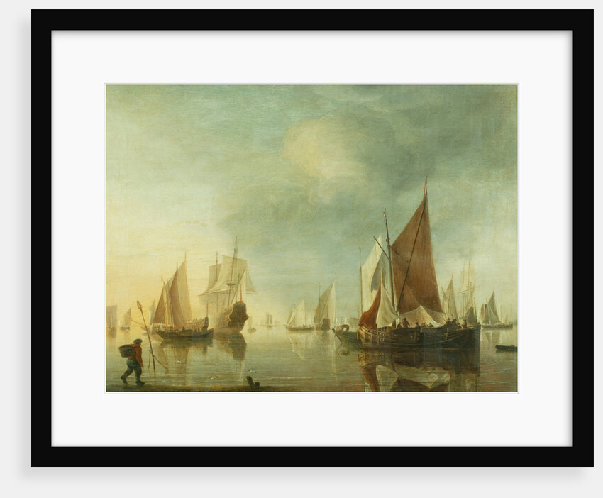 Shipping at anchor offshore in a calm sea; evening light, c.1650-60 by Hendrick Dubbels