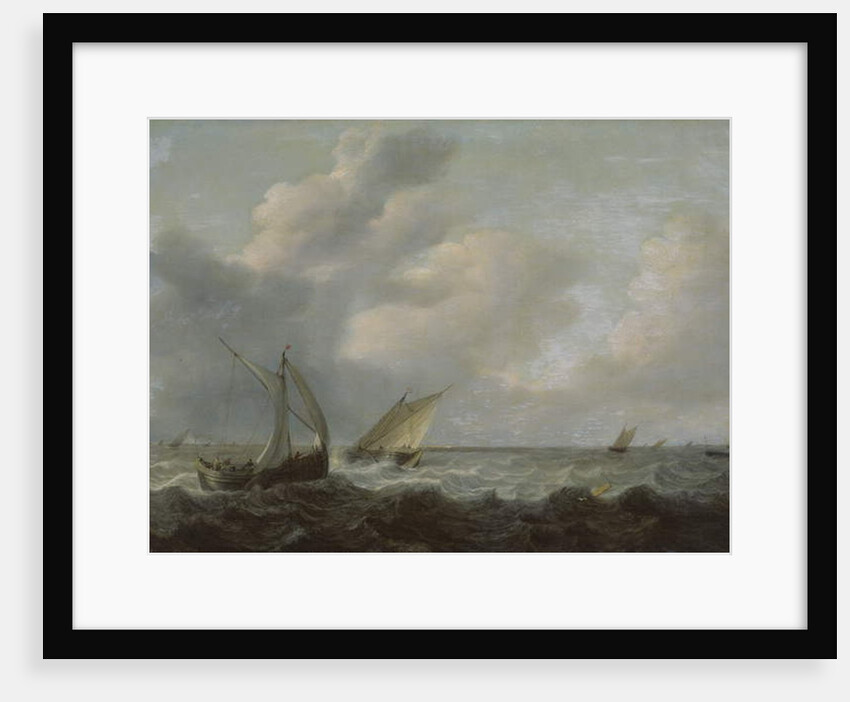 Fishing boats in a choppy sea, 1666 by Hendrik Martensz Sorgh