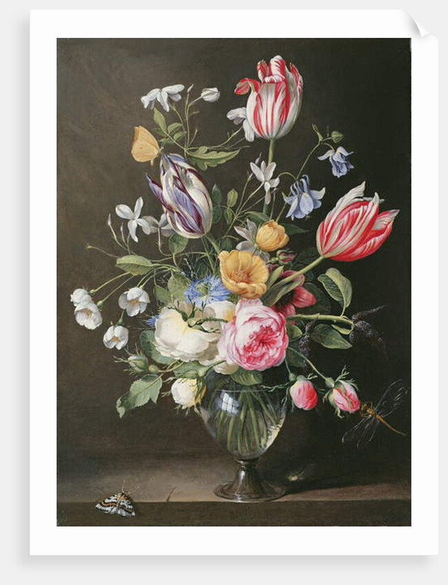 Flowers in a glass vase, 1663 by Johannes Antonius van der Baren