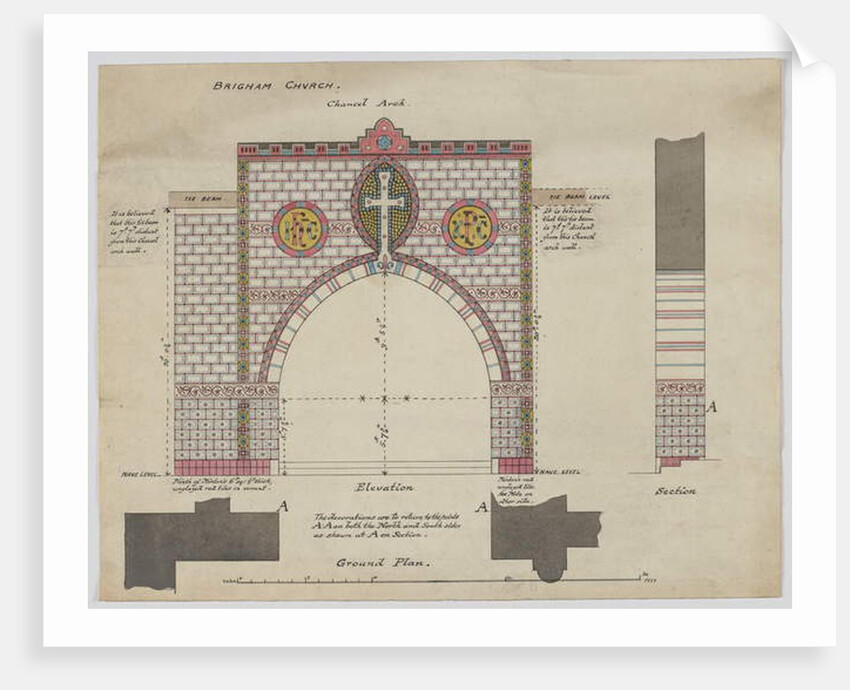 Design For Chancel Arch, Brigham Church, Cumberland, c.1876 by William Butterfield