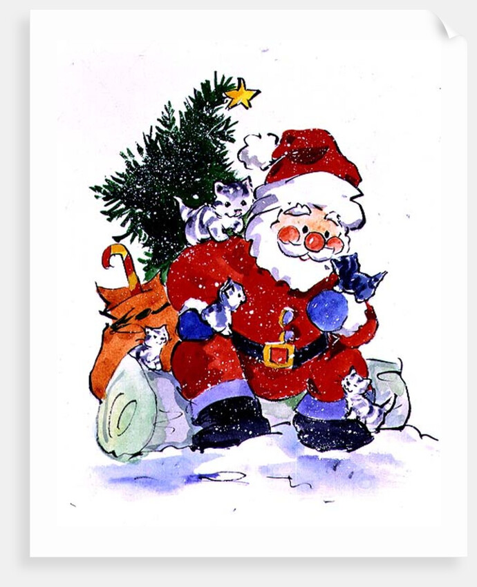 Father Christmas and Kittens, 1996 by Diane Matthes