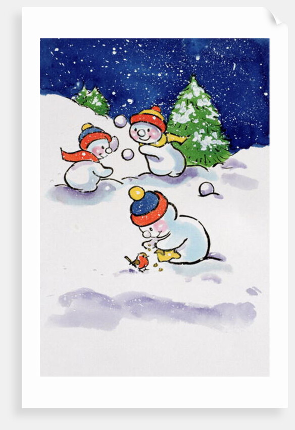 Little Snowmen Snowballing, 1996 by Diane Matthes