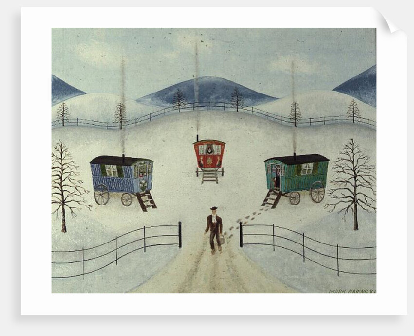 Gypsy Caravans in the Snow, 1981 by Mark Baring