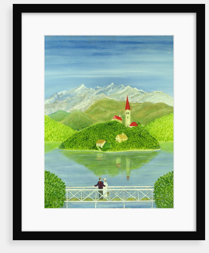 Lovers on the Bridge with Snow-capped Mountains by Mark Baring