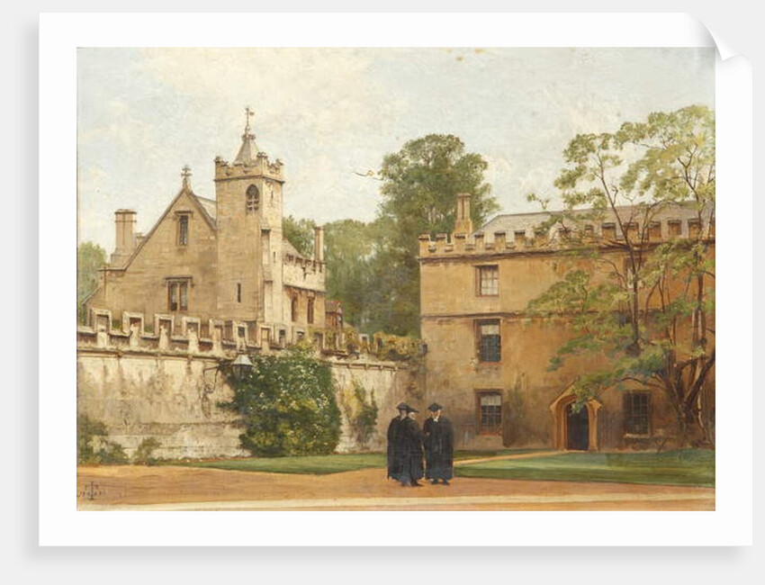 The Grammar Hall from St John's Quadrangle in 1881: President Bulley in the Lodgings Drive and Two Others, 1881 by Pierre François Joseph Tonneau