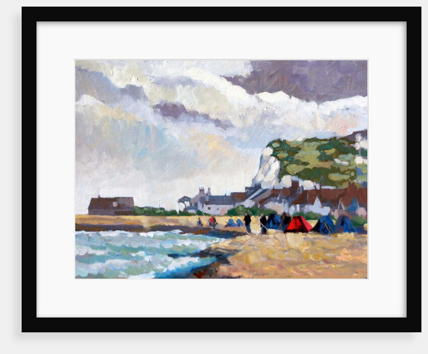 Fishing at Kingsdown White Cliffs, 2010 by Clive Metcalfe