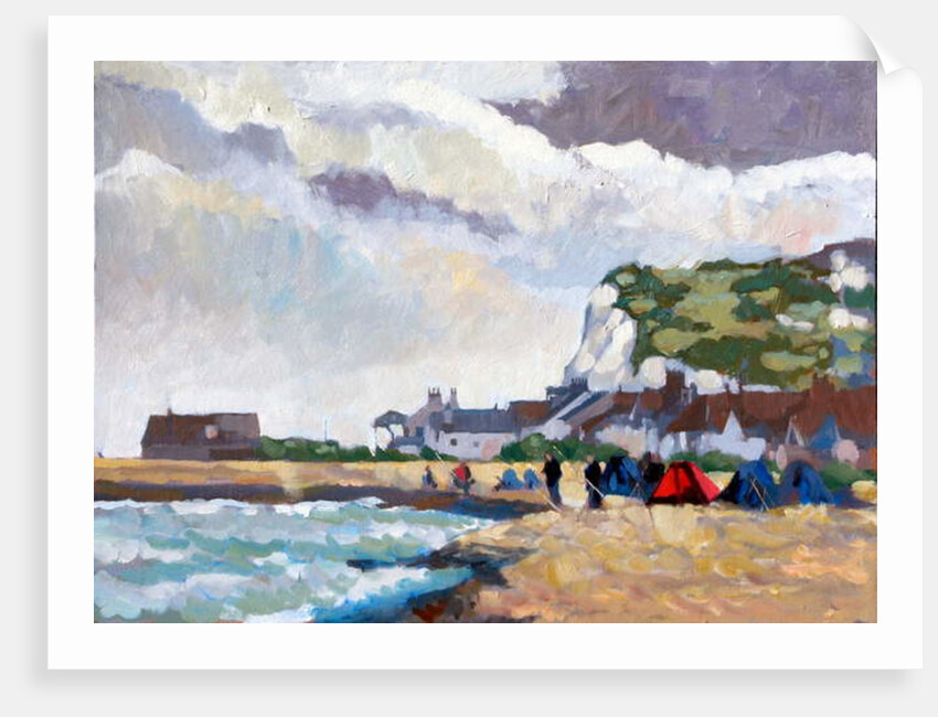 Fishing at Kingsdown White Cliffs, 2010 by Clive Metcalfe