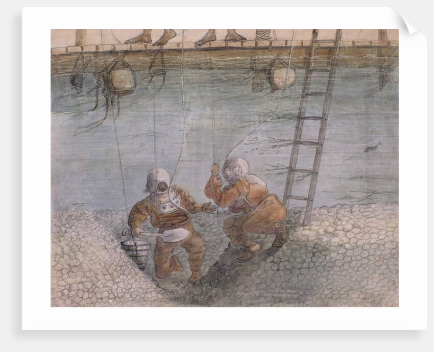 Diving for gold in the Ancobra River, 1878 by General E.W. Wray