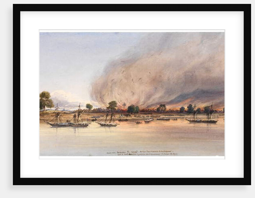 The destruction of the town of Cascas in Senegal, 1843 by Edouard Auguste Nousveaux