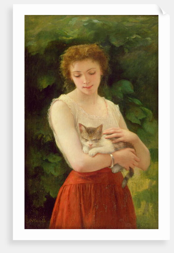 Country Girl and her Kitten by Charles Landelle