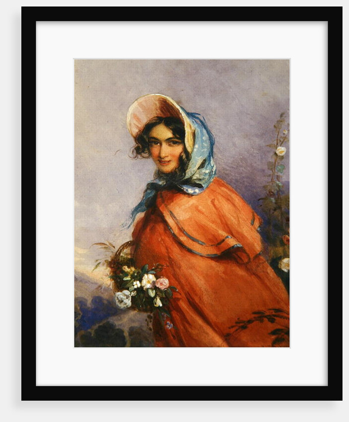 Portrait of a lady in open landscape by Francois Theodore Rochard