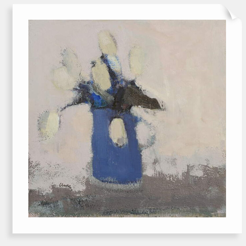 White tulips blue jug, 2017 by Michael Clark