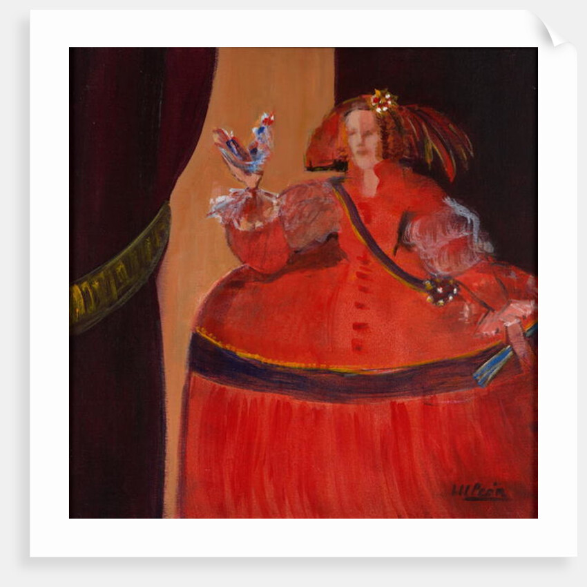 Menina in Red With Small Cockerel by Marisa Leon